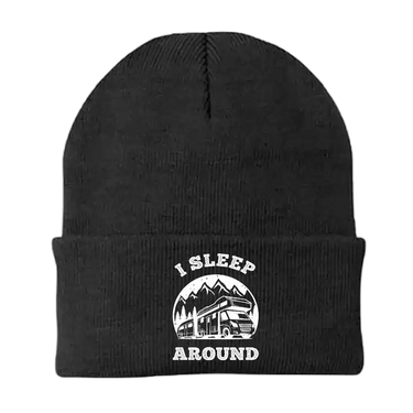 I Sleep Around Embroidered Beanie